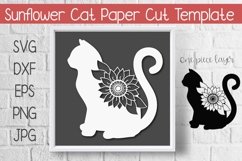 Sunflower Cat Paper Cut Template Design Product Image 1