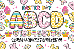 Easter Day Alphabet png clipart, easter day letters doodle Product Image 1