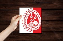 Papercut Cute Rabbit Inside Egg with Hanging Hearts Cover Product Image 3