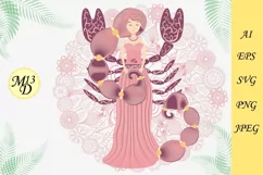 Zodiac sign Scorpio. Woman in a dress with braids Product Image 1