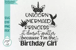Unicorn Mermaid Princess Birthday Girl words svg cut file Product Image 3