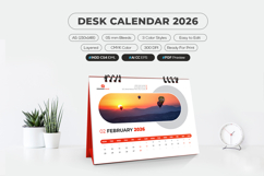 Editable 2026 desk calendar PDF Illustrator Template