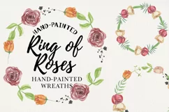 Ring Of Roses Florals 7 Wreaths Watercolor Flowers Red Product Image 1