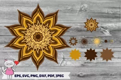 3D Mandala SVG, Sunflower svg file, Layered Mandala svg, Product Image 2