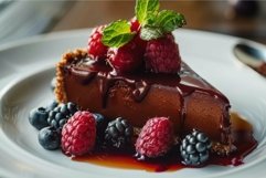 Decadent chocolate pudding with fresh berries Product Image 1