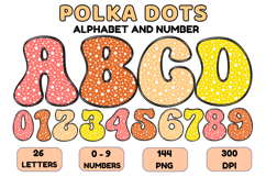 Polka Dots Alphabet Letters &amp; Numbers Clipart PNG 300DPI Product Image 1