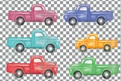 Watercolor colorful truck clip art. Printable pickup cars Product Image 3