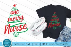 Christmas Nurse svg - Nurse Christmas svg - One Merry Nurse Product Image 1