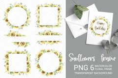 Watercolor frame sunflowers and greens for sublimation Product Image 1