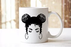 Messy Bun Mom SVG Mom Life Messy Bun Afro Women SVG Cut File Product Image 3
