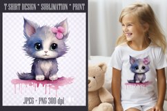 Watercolor Cute Kitten Sublimation|PNG|JPEG Product Image 1