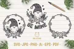 Valentine Gnome svg , Gnome with floral decor Svg, Valentine Product Image 1