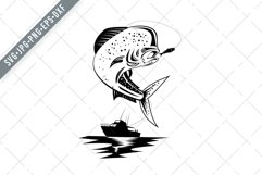 Mahi-mahi or Common Dolphinfish Diving Down Retro SVG Product Image 1