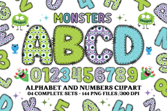 Monsters Alphabet png clipart, cute monster letters doodle Product Image 1