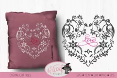 Flower heart svg, mothers day, lace cut file, glass block Product Image 1
