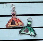 ITH Tent Camping Vinyl Key Fob or Bag Tag - Snap Tab Machine Embroidery Product Image 3