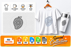 Mango Mandala SVG - Exotic Fruit Line Art Sublimation Product Image 1
