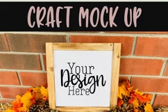 Square fall leaves wood sign Craft mock up |High Res JPEG Product Image 2
