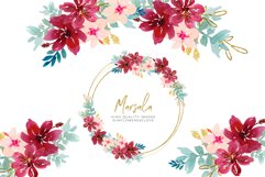 Watercolor Marsala Flowers Clipart, Flowers clipart Product Image 1