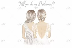 Blonde Bride with Bridesmaids, hand drawn illustration Product Image 2