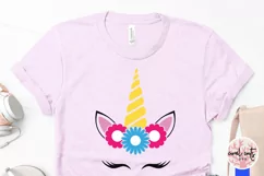 Floral Unicorn Face - Unicorn SVG EPS DXF PNG Product Image 3