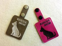 ITH Rescue Mom Dog Vinyl Key Fob or Bag Tag - Snap Tab Machine Embroidery Product Image 4