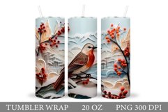 Bird Tumbler Sublimation. Winter Tumbler Wrap Sublimation Product Image 1