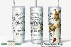 20 oz. Skinny Tumbler Sublimation | Vintage Bunny with Eggs Product Image 1