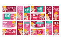 Valentine s Day Voucher Gift Design Vector. Set Horizontal Product Image 1