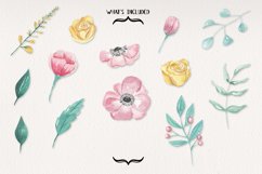 Bouquet Pink Florals 13 Watercolors Flowers Roses Pretty Product Image 3