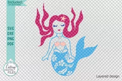 Cute little mermaid under the sea Summer cut file svg dxf Product Image 2