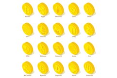 Cryptocurrency types icons set, isometric style Product Image 1