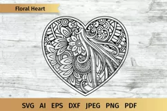 Floral Heart SVG | Valentines Day SVG | Love SVG Product Image 1