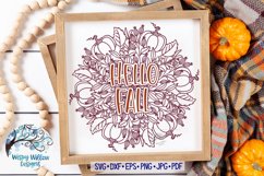 Hello Fall Pumpkin Mandala SVG | Autumn Sign Cut File Product Image 1