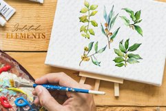Watercolor Green leaves Elaeagnus PNG Product Image 7