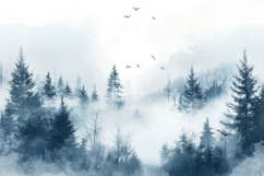 Foggy Pine Forest Background Wallpaper Product Image 1