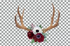 Watercolor Floral Deer horn clip art, Tribal decoration png Product Image 4