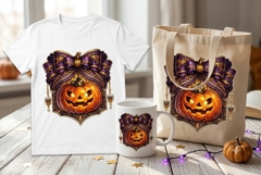 Purple Gothic Halloween Pumpkin PNG, Vintage Jack O Lantern Product Image 1