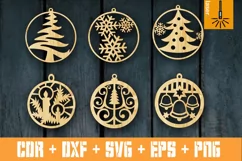 SET of 6 Christmas bauble for Laser cut | Xmas Decor Product Image 1