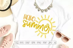Hello Summer - Sunshine - Shirt - Tote - Sign - SVG DXF Sun Product Image 1