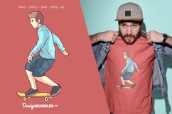 Teenage Boy Playing Skateboard Illustration For T-Shirt Product Image 1