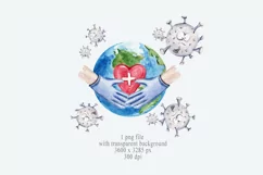 Covid Valentine's day clipart. Virus attacks planet Product Image 6