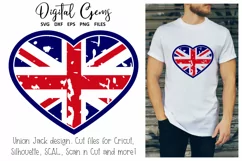 Union Jack heart distressed flag SVG / EPS / DXF / PNG Files Product Image 1