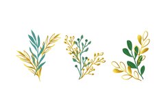 Gold Green Tropical Leaves Product Image 1