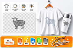Sheep Mandala SVG Cut File - Farm Animal Zentangle DXF Product Image 1