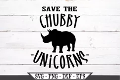 Save The Chubby Unicorns Funny Rhinoceros or Rhino SVG Desig Product Image 2