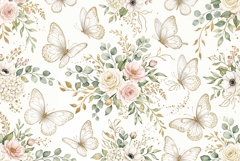 Watercolor seamless pattern with elegant white butterflies Product Image 1