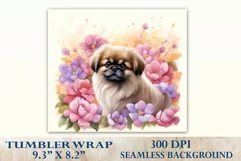 Watercolor Dog Sublimation Tumbler Wrap | 20 oz Straight Png Product Image 2