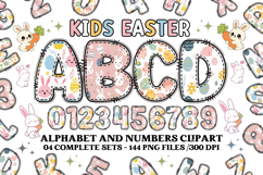 Kids Easter Alphabet png clipart, kids easter letters doodle Product Image 1