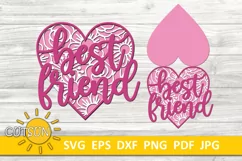 Best friend Papercut card | Valentine's day Floral heart Product Image 1